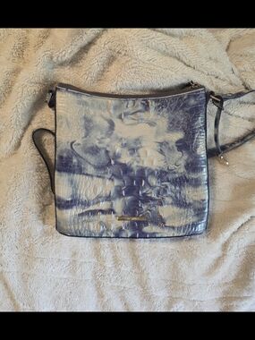 Brahmin Blue Marble Faux-Croc Crossbody Bag - Women